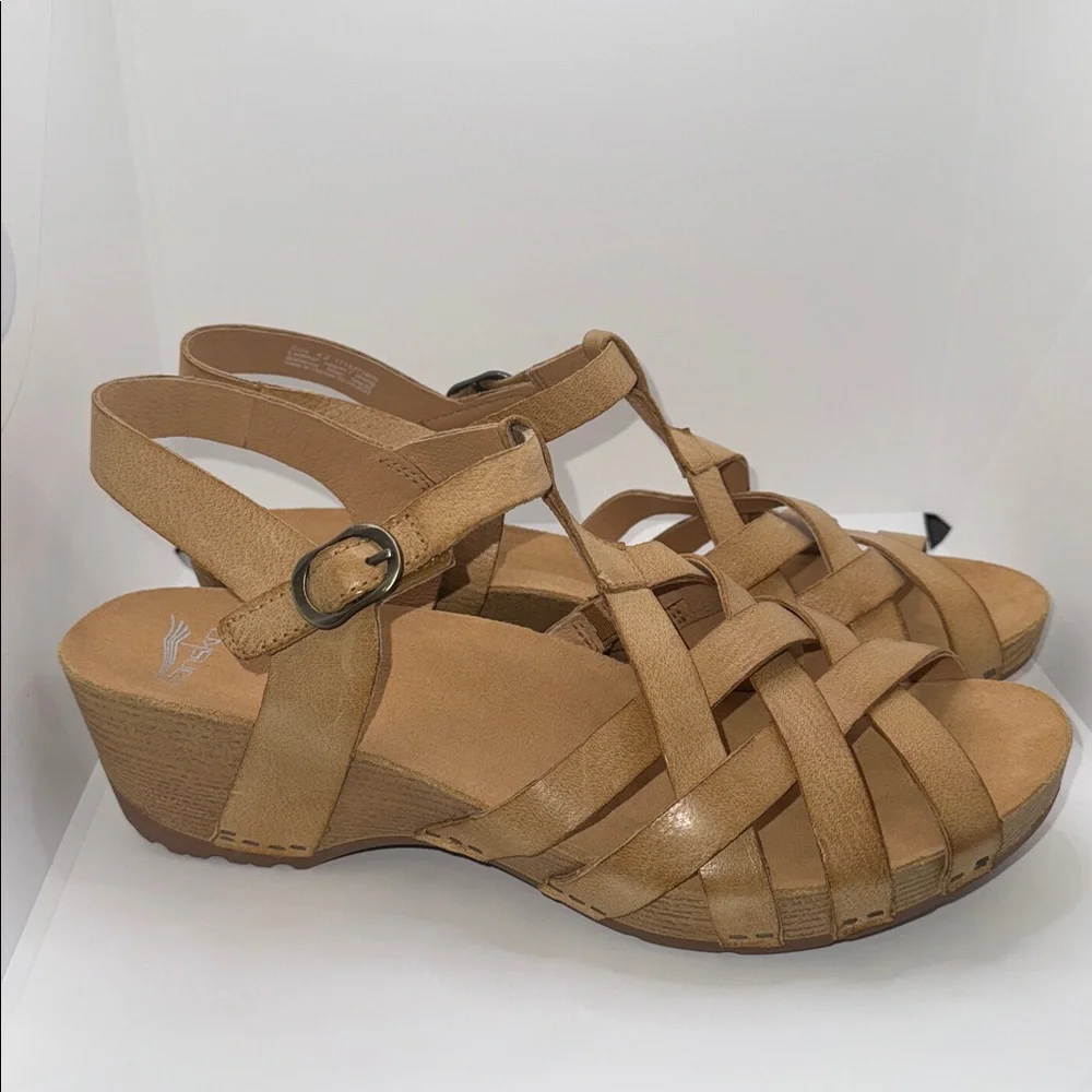 Dansko Tinley Gladiator Wedge Sandals Tan Leather Women’s EU 42 US 11.5-12